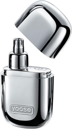 yoose Nose Hair Trimmer, Alloy Rechargeable Nose Hair Trimmer for Men Women, IPX7 Waterproof, Detachable Head, Easy to Clean, Portable Travel Size Nose Trimmers, Dual Edged Blades, Painless, Silver
