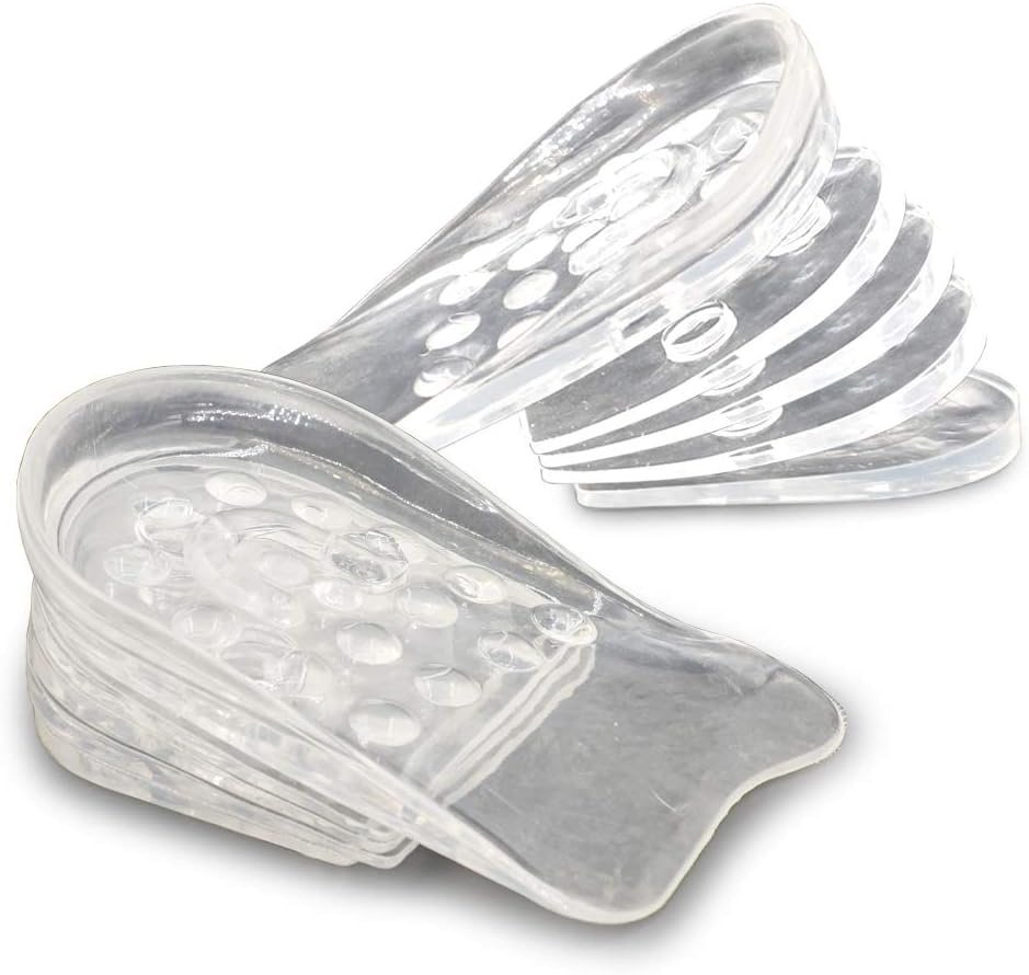 Dr.Foot Adjustable 5-Layer Height Increase Insoles, Silicone Heel Cushion Inserts for Men and Women, Gel Heel Lift Inserts for Leg Length Discrepancy