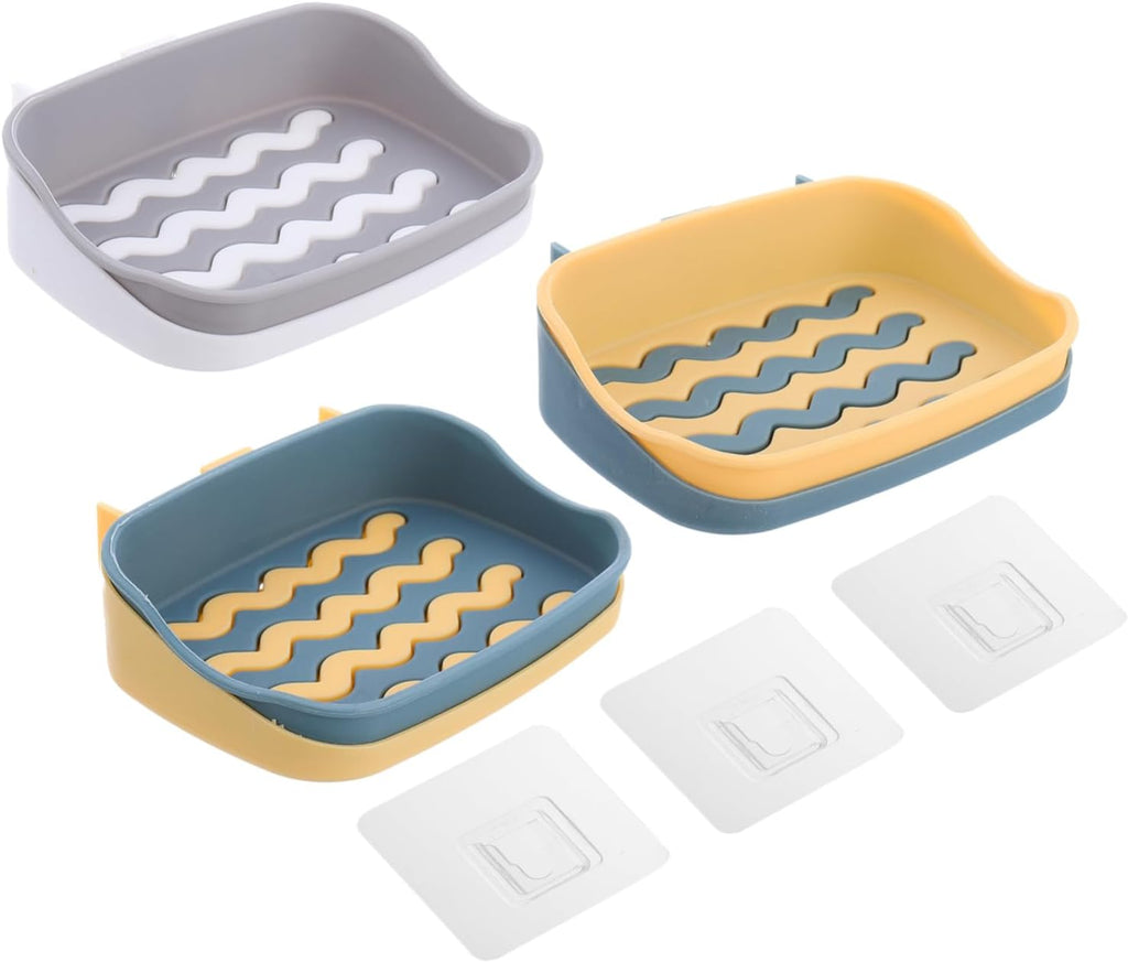 Cabilock 3PCS Soap Holder Wall Mounted Saver Sturdy Bathroom Soap Storage Rack Punch Draining Tray