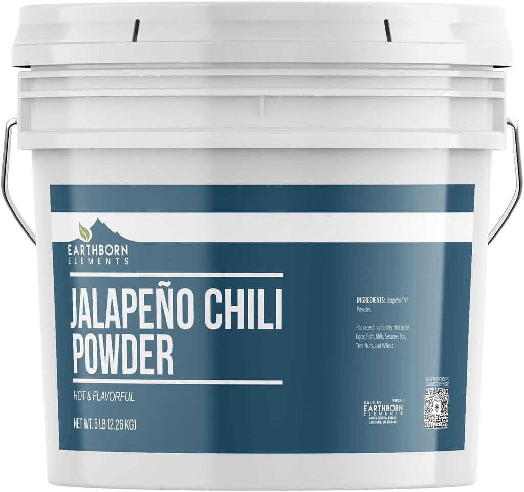 Earthborn Elements Jalapeño Chile Powder 1 Gallon Bucket, Hot & Flavorful, Bulk Size