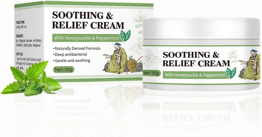 Soothing Relief Cream with Honeysuckle & Calendula, Cooling Anti Itch for Sensitive Skin,Moisturizing Cream for Various Parts of the Body, Fast-Absorbing & Non-Greasy Formula
