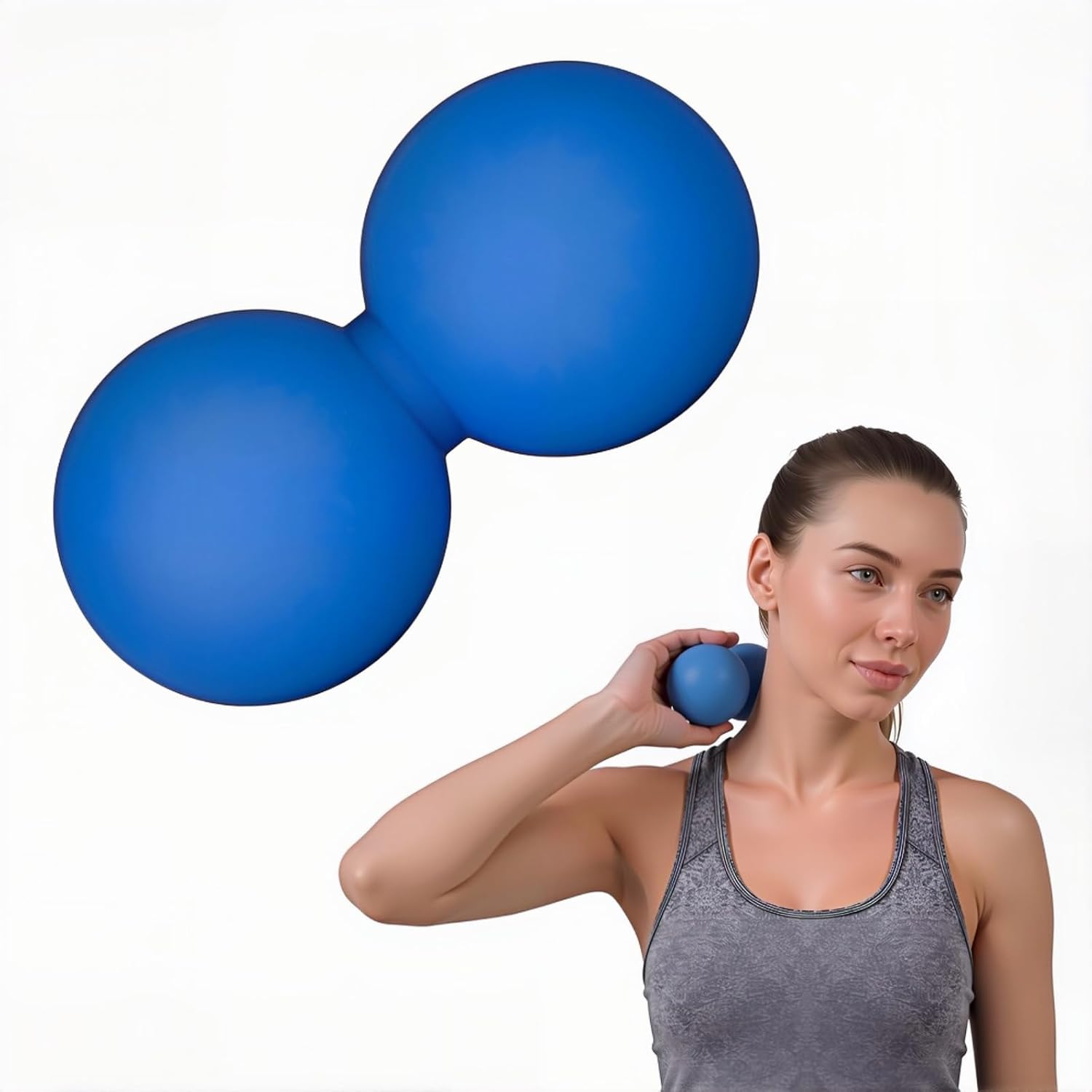 Blue Peanut Massage Ball Double Lacrosse Ball for Myofascial Release Deep Tissue Massage Tool for Trigger Point Therapy Relieve Muscle Pain in Neck Back Shoulders Hips & Legs Lightweight