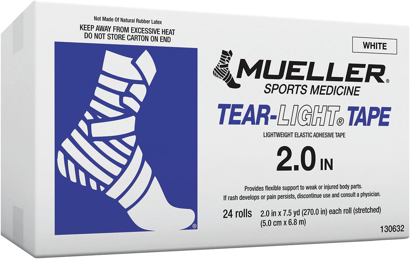 MUELLER Tear-Light Tape, White, 5 cm x 6.8m, 24 Rolls