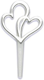24 Count Double Silver Heart Love Cupcake Picks Toppers Wedding Bridal Shower Party Supplies