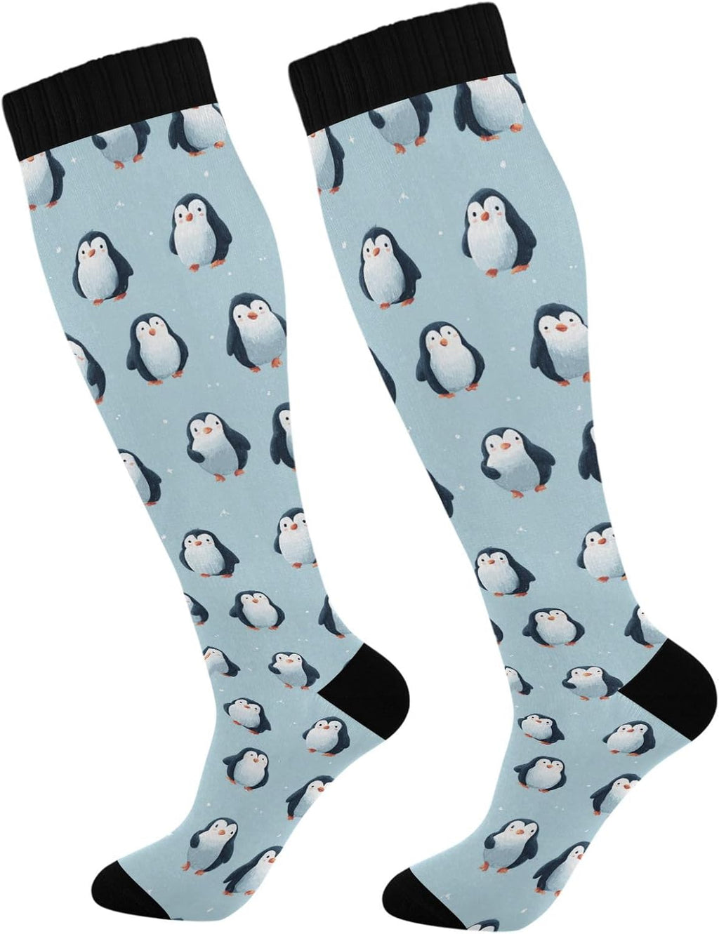 Wusikd Cute Penguin Compression Socks for Women and Men Circulation Long Socks for Athletic Running 1