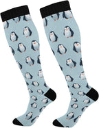 Wusikd Cute Penguin Compression Socks for Women and Men Circulation Long Socks for Athletic Running 1