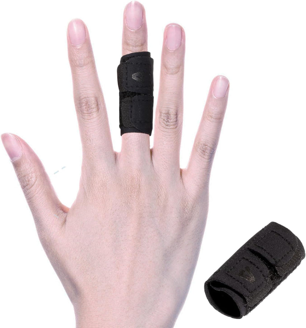 Elastic Finger Sleeves Finger Splint Support Thumb Brace Protector Relieve Pain for Arthritis, Triggger Finger, Reusable Finger Tapes for Basketball, Tennis, Baseball, Volleyball, Badminton - M