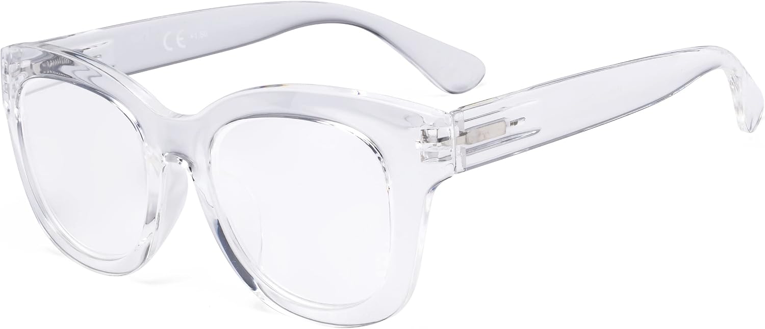 Eyekepper Oversized Reading Glasses - Retro Readers for Women Reading - Transparent Frame +2.25