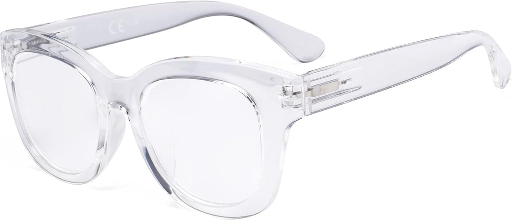Eyekepper Oversized Reading Glasses - Retro Readers for Women Reading - Transparent Frame +1.75