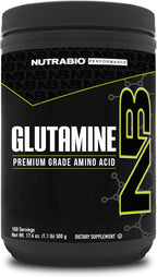 NutraBio Pure L-Glutamine Powder, 100 Servings L-Glutamine Supplement, Amino Acid, Pure Grade, Glutamina, Absolutely no Additives, Fillers or Excipients, Muscle Recovery Supplement - (500 Grams)