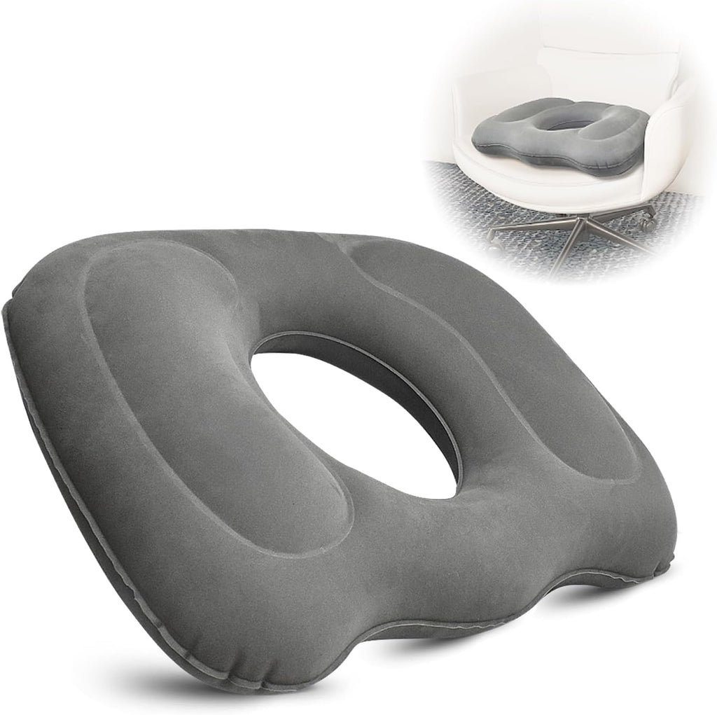 Nevife Inflatable donut cushion for Tailbone Pain Relief-Orthopedic Hemorrhoid & Sciatica Seat Cushion-Coccyx Cushion for Postpartum Pregnancy,Office Chair,Car,Wheelchair&Post-Surgical Recovery (Gray)