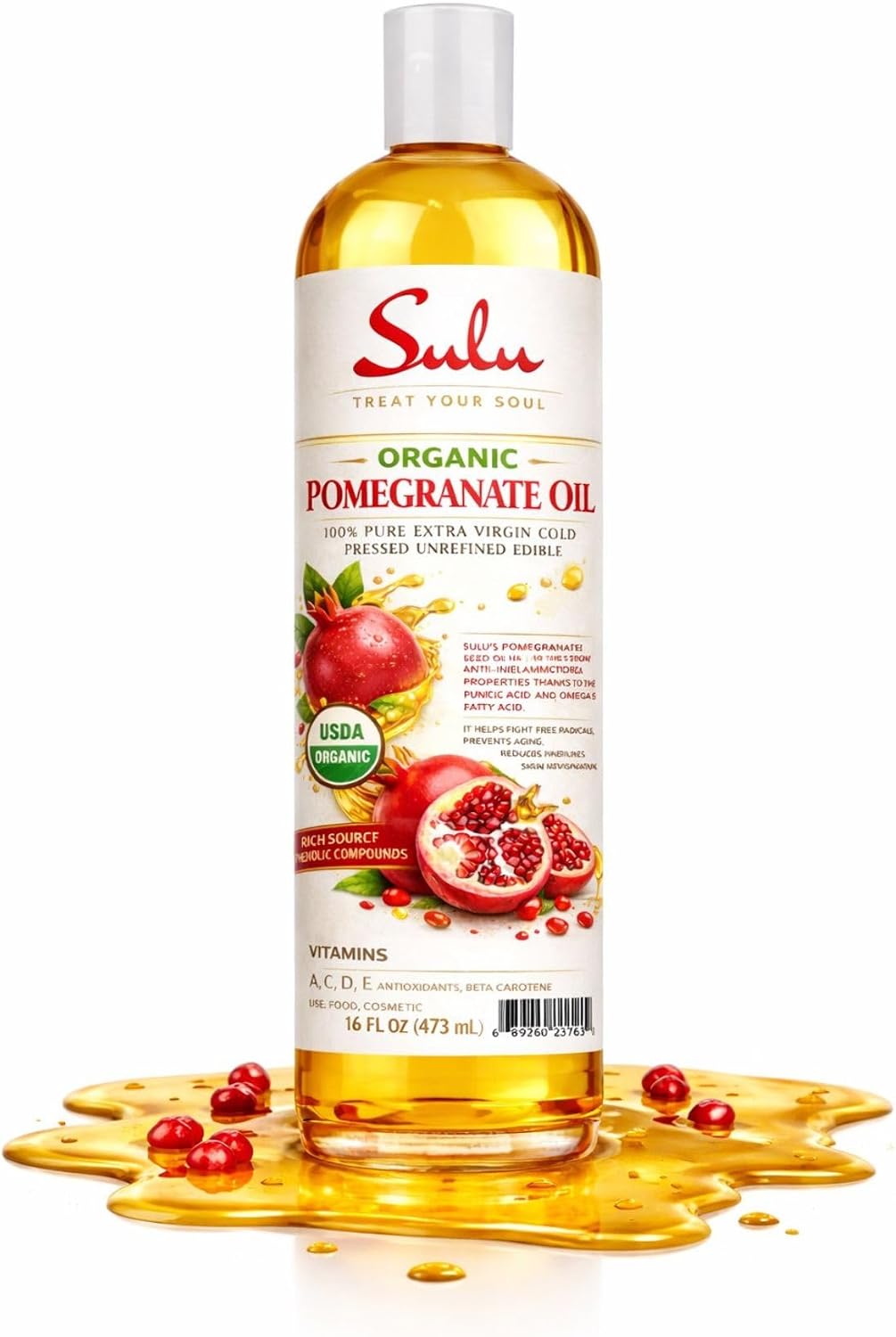 Pure Organic Cold Pressed Virgin Pomegranate Seed Oil-16 fl.oz