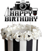 Photographer Birthday Party Decorations, Photography Theme Happy Birthday Cake Topper Double-sided Printing Movie Night Cake Decorations for Photography Enthusiast Birthday Party Supplies