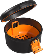 ARGOMAX Leak Proof Retainer Cleaner Case, Denture Cups for Soaking Dentures, Denture Travel Case (Black + Orange).