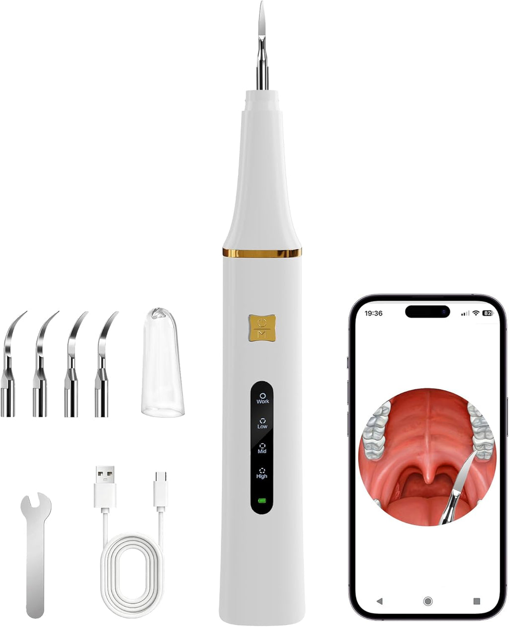Visual Plaque Remover for Teeth with 2MP HD Camera, Wifi Ultrasonic Tooth Cleaner with App for Real-Time View, Professional Teeth Cleaning Kit, Electric Tartar Remover, Safe for Gums, IPX7, 3 Modes