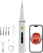 Visual Plaque Remover for Teeth with 2MP HD Camera, Wifi Ultrasonic Tooth Cleaner with App for Real-Time View, Professional Teeth Cleaning Kit, Electric Tartar Remover, Safe for Gums, IPX7, 3 Modes