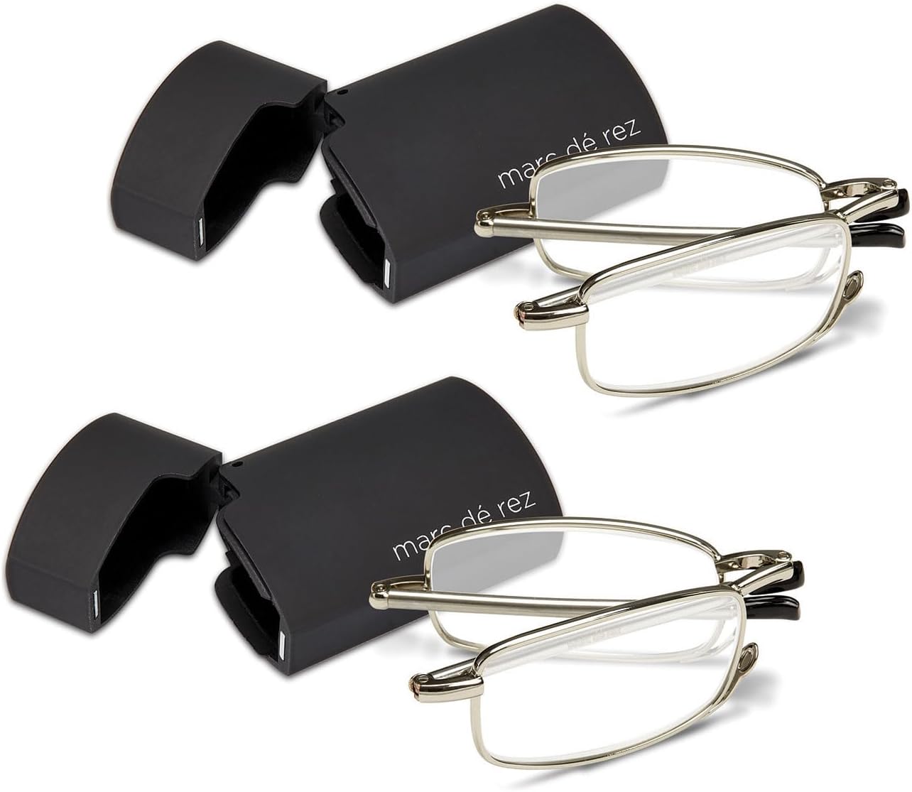 Hard Case Folding Reading Glasses – Compact Pocket Size Spring Hinge Readers for Men & Women – Foldable Eyeglasses