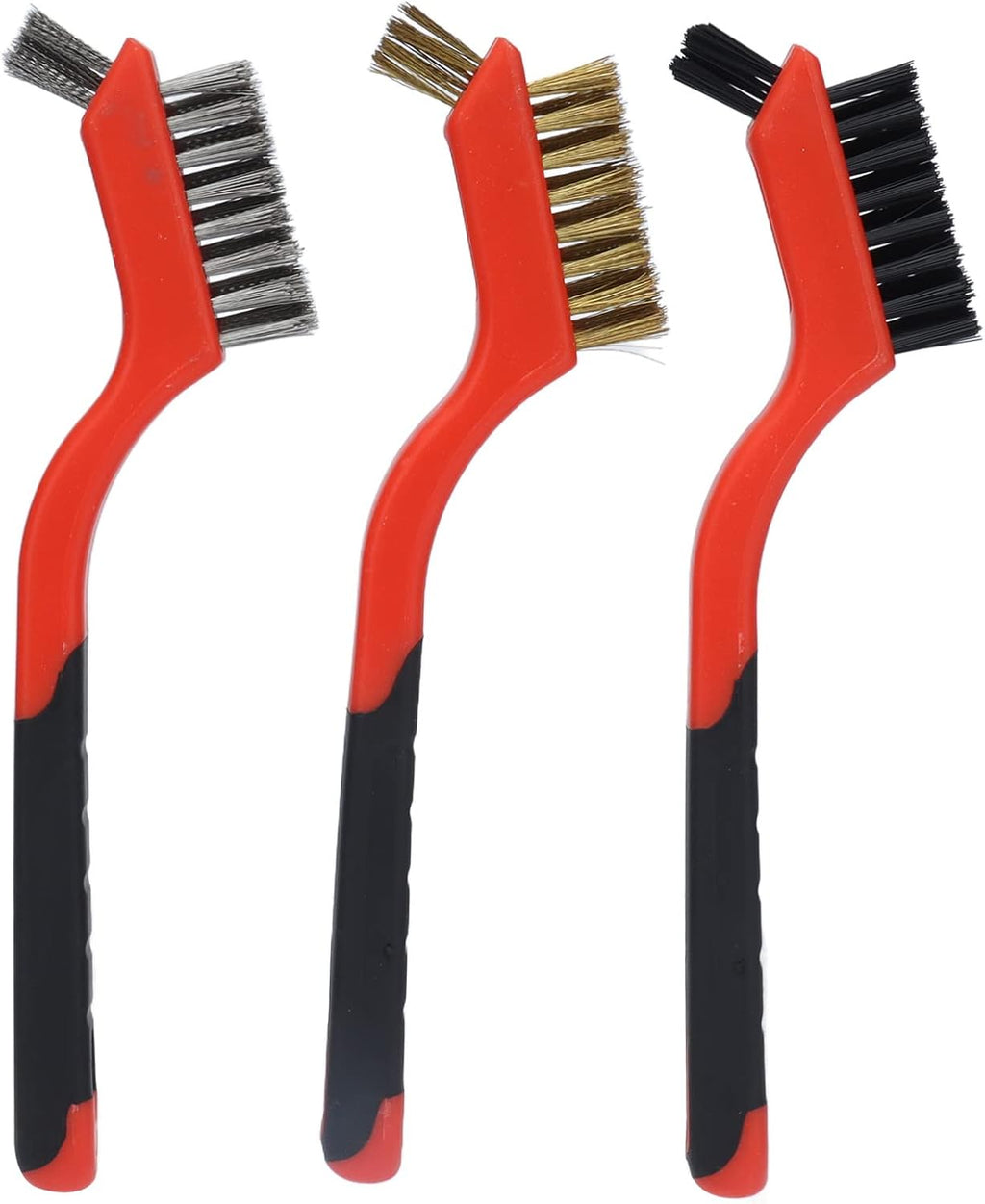 Tyenaza 3Pcs Wire Brass Brush Set, Stainless Steel Bristles with Curved Handle Grip for Kitchen Gas Stove Range Hood