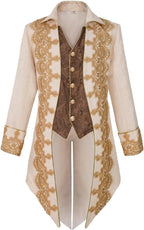 Mens Steampunk Medieval Tuxedo Jacket Embroidery Tailcoat Vintage Gothic Tuxedo
