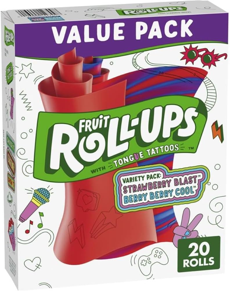 BETTY CROCKER FRUIT ROLL UPS VARIETY PACK ROLL FRUIT SNACK - 0016000127093, 0.5 Ounce (Pack of 20)