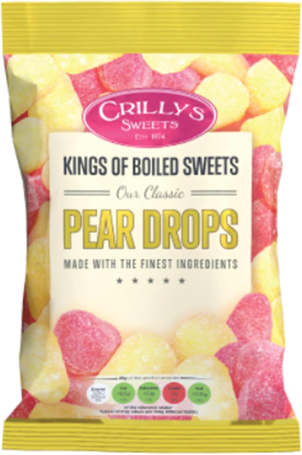 Crilly's Pear Drops is sweet, fruity pear flavour British Sweets/Candy (Pear Drops)