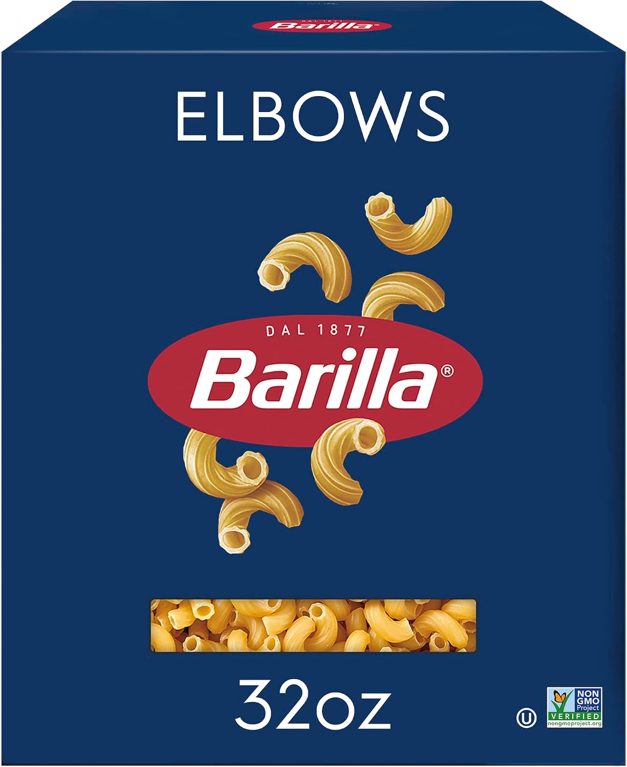 Barilla Elbows Pasta, 32 oz. Box - Non-GMO, Made with Durum Wheat Semolina - Kosher Certified
