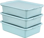 Cand 13 L Commercial Bus Tub with Lid, 3-Pack Plastic Wash Tub Basin, Mint Green