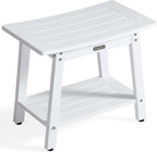 KaimuBench Large Waterproof Shower Bench for Inside, HDPS White Shower Stool for Shaving Legs, Spa Bath Chair Seat for Bathroom, Indoor/Outdoor Use, No Maintenance, Weight Capacity 500LBS