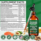 Thyroid Support Complex Liquid Drops for Women & Men - High Potency Iodine, Zinc, Selenium & Ashwagandha for Cortisol & Stress Relief - Natural Metabolism & Energy Booster - 4 oz (120ml)