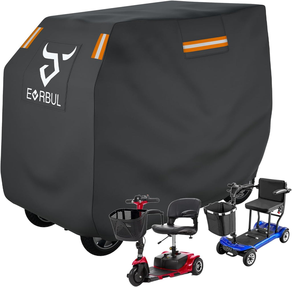 EVRBUL Mobility Scooter Cover Heavy Duty Waterproof 420D Outdoor Electric Scooter Cover Rain,UV, Dustproof with Reflective Strips Air Vents Windproof Buckles 49"L x 23"W x 39" H