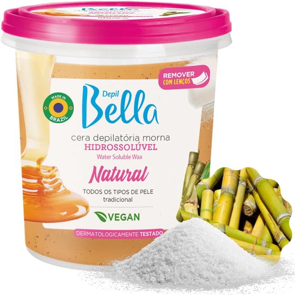 DEPIL BELLA Brazilian Sugar Wax, Hair Removal Wax for Personal & Professional Use, Organic, Natural, Vegan, Washable, All Skin Types - 2.87lbs