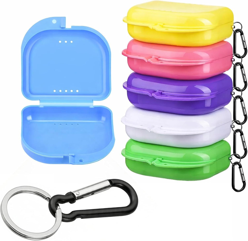 6 Pack Multicolor Retainer Case with Dual Vent Holes, Denture & Mouth Guard Case, Orthodontic Storage Box for Travel, Home, Office,Teens & Adults
