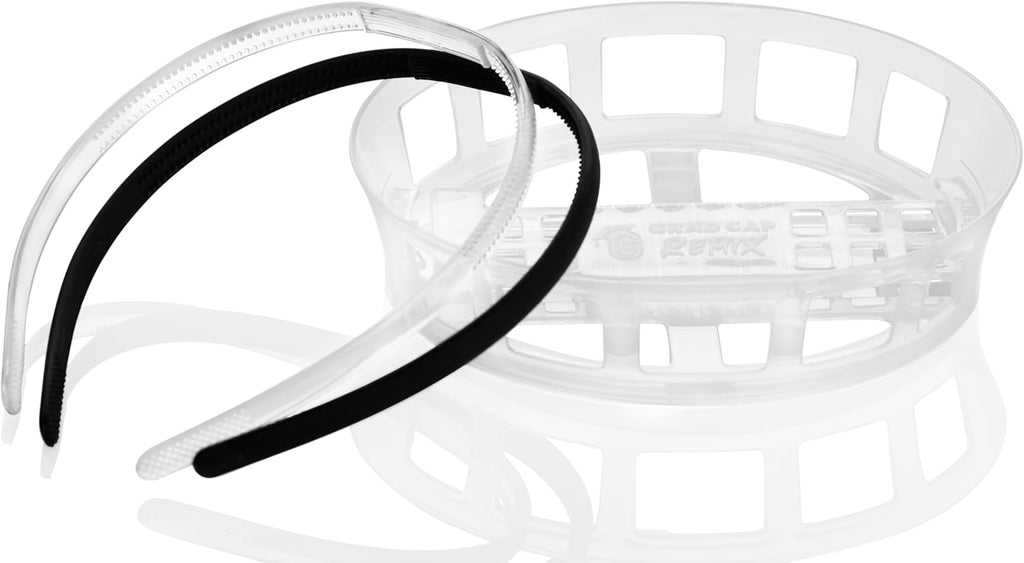 Grad Cap Remix - The ORIGINAL Graduation Cap Headband - Keep Your Natural Hair on Grad Day and Secure Your Cap - Black and Clear Headband Included
