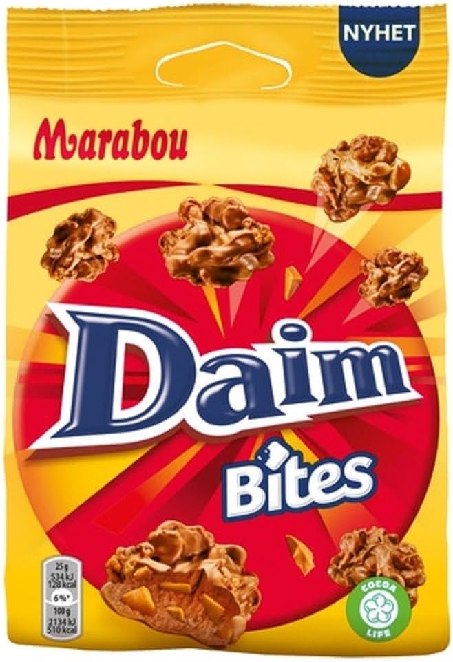 Marabou Daim Bites (2 x 145g) - Milk chocolate with almond brittle and cornflakes