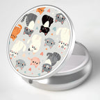 Pill Box, 3 Compartment Portable Travel Medicine Box with Mirror, Compact and Cute, Fits in Purse and Pocket, Medicine and Vitamin Organizer (Cat Family)