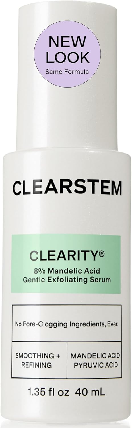 CLEARSTEM - CLEARITY The Blackhead Dissolver Mandelic Acid Serum - Vitamin C, Turmeric, Collagen Boost - All Skin Types - Facial Skin Care Products - Gluten Free, Cruelty Free - 1.35 Fl Oz / 40ml
