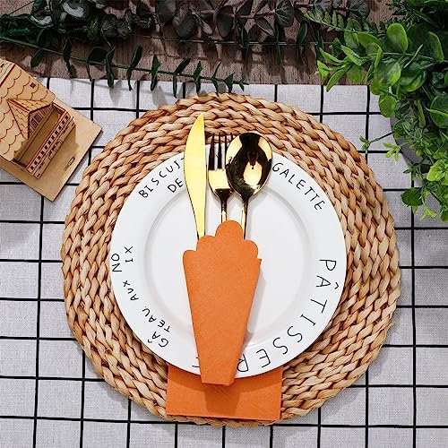 Fuutreo 200 Pcs Cocktail Napkin 2-ply Scalloped Edged Dessert Napkins Folded 5 x 5 Inches Disposable for Dinner Wedding Birthday Party Bridal Anniversary Reception Event(Terracotta)