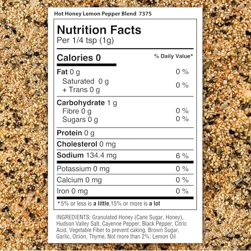 The Spice Lab Hot Honey Lemon Pepper Blend - Hot Honey Seasoning With Black Pepper & Lemon Zest - Bold Flavor For Chicken, Ribs & Wings - 6.2 oz Shaker Jar