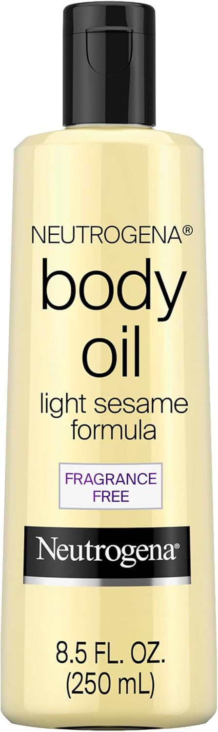 Neutrogena Body Oil, Light Sesame Formula, Fragrance Free, Lightweight Moisturizing Body Oil for Silky, Soft Skin, Non-Greasy Hydration, 8.5 fl oz Bottle, 1 Count