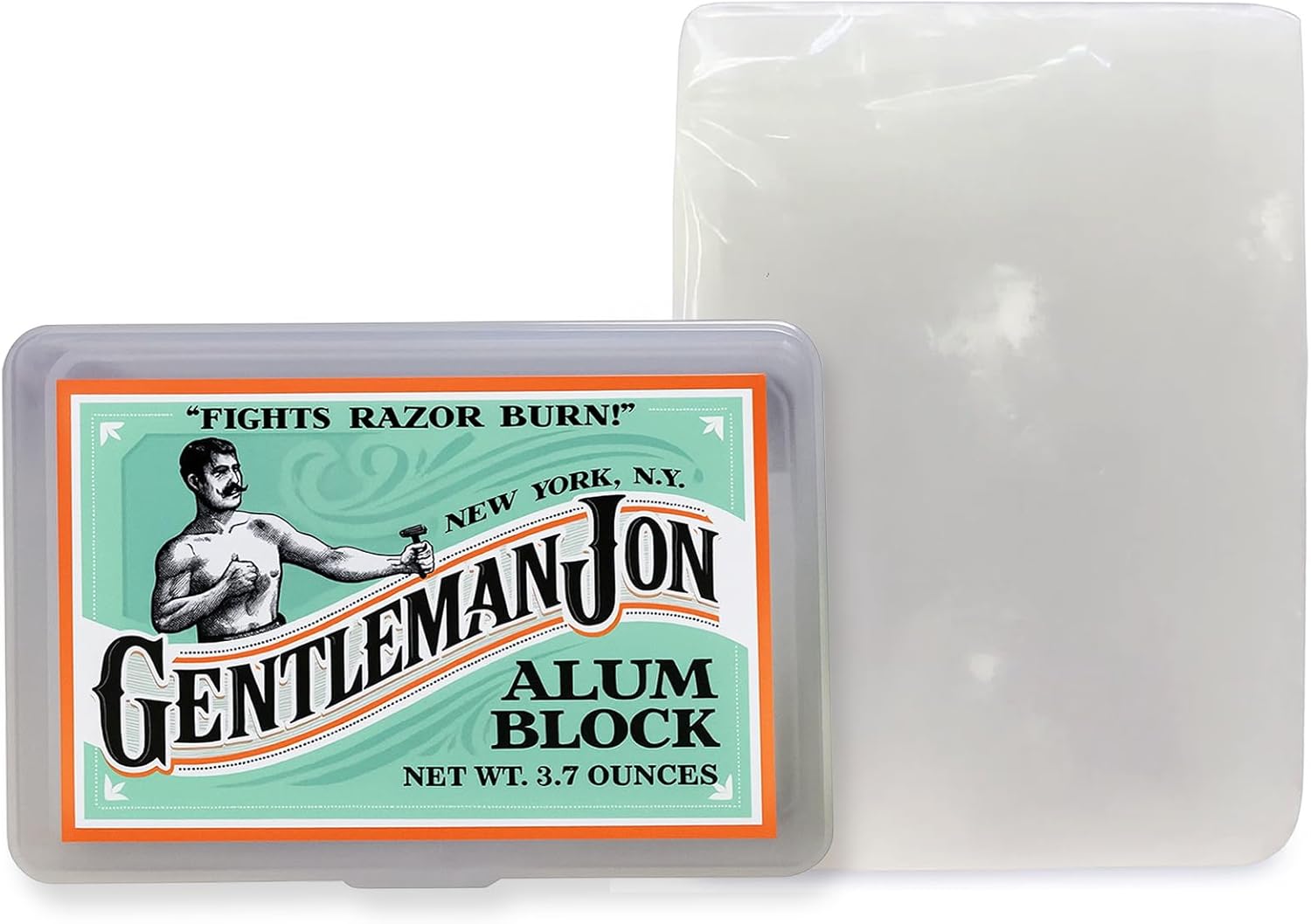 Gentleman Jon 3.7 Ounce Alum Block in Plastic Case - Upgrade Your Shave - Soothing Aftershave Solution for Shaving Razor Burn Relief - Travel Friendly Durable Plastic Case Included, Aftershave for Men