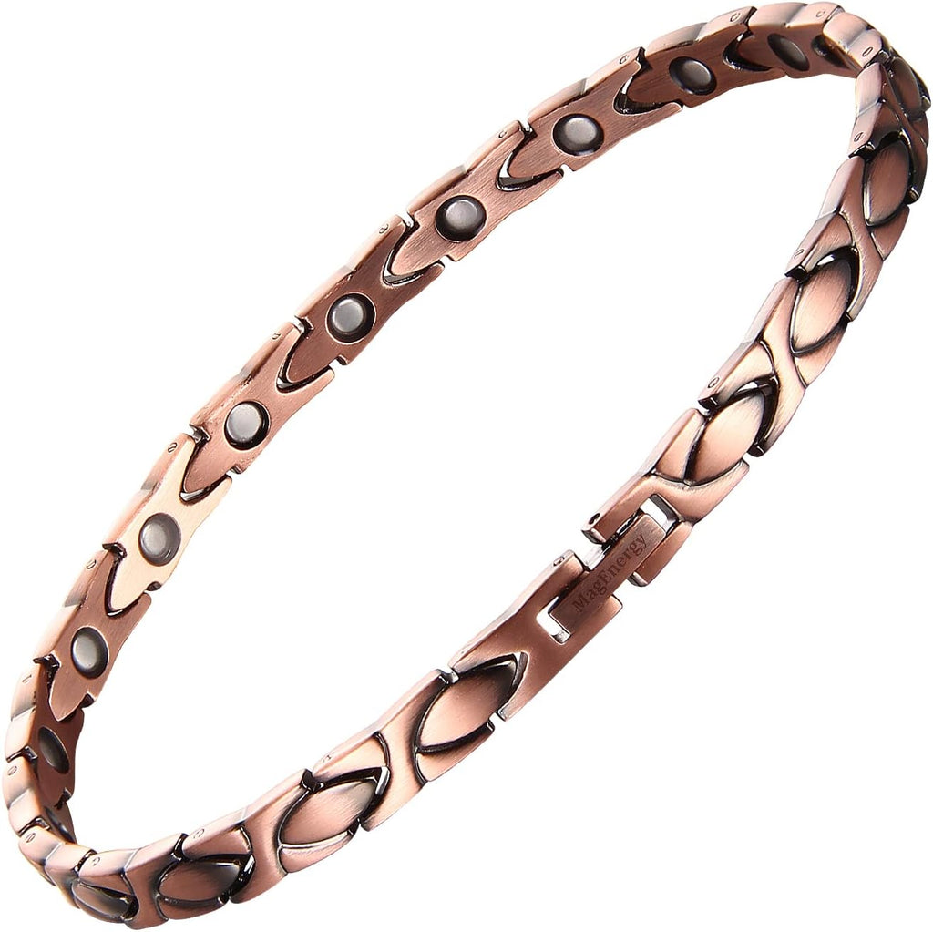 MagEnergy Copper Ankle Bracelet for Women, Christian Magnetic Anklets with 3500 Gauss Magnets, Adjustable Biblical Cross Anklet, Jewelry Gift
