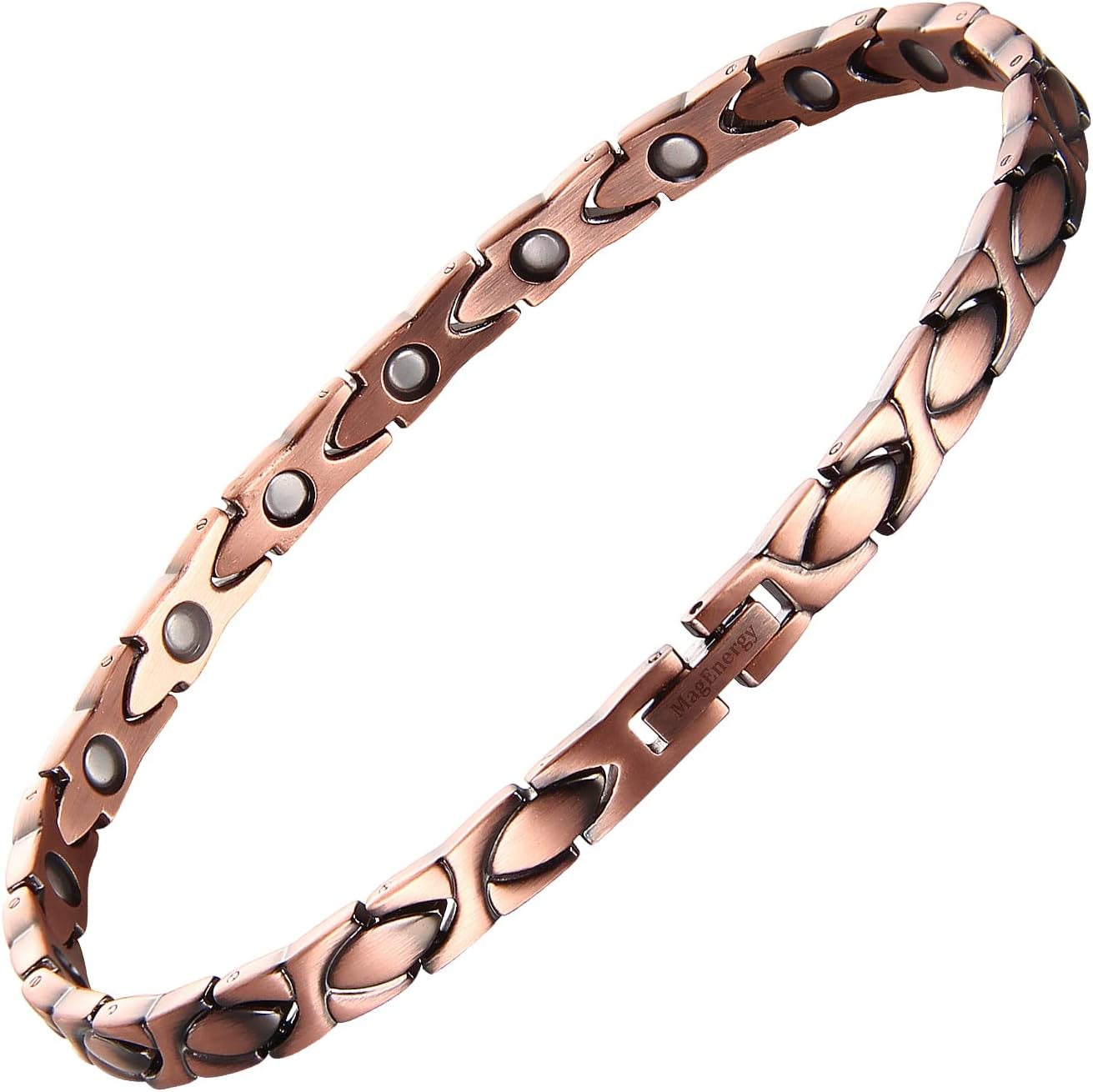 MagEnergy Copper Ankle Bracelet for Women, Christian Magnetic Anklets with 3500 Gauss Magnets, Adjustable Biblical Cross Anklet, Jewelry Gift
