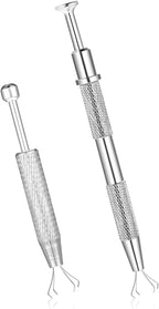 2 Pieces Stainless Steel 4-Claw Pick up Tool 4 Prongs Jeweler's Pick Up Tool for Small Parts Pickup Metal Grabber Claw Pickup Holder for IC Chip Electronic Components Nails Clamping, Silver