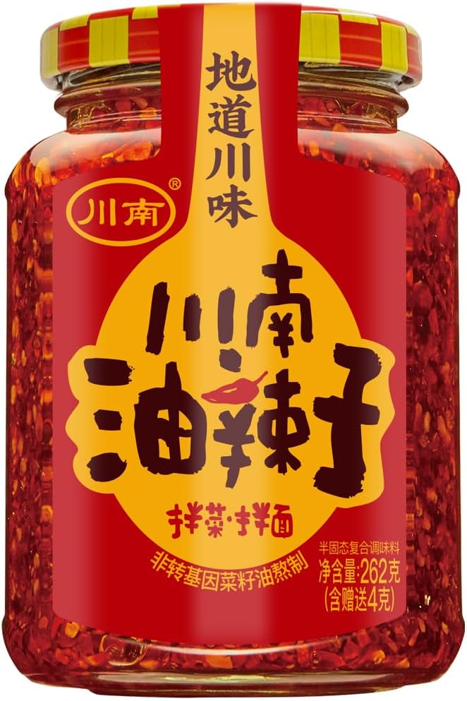Hot Chili Oil Sauce, Chinese Chili Oil, Sichuan Chili Oil Crisp with Roasted Chili, Soybean, Peanut Chili Crisp, Ready to Eat and Use as Sauce, Condiment,262g/9.3oz (1 Pack)