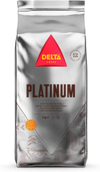 Delta Cafés Platinum Whole Bean Coffee 1kg/35.2 oz – Arabica & Robusta Blend, Intensity 12, Full-Bodied Espresso Beans with Roasted Nut Notes