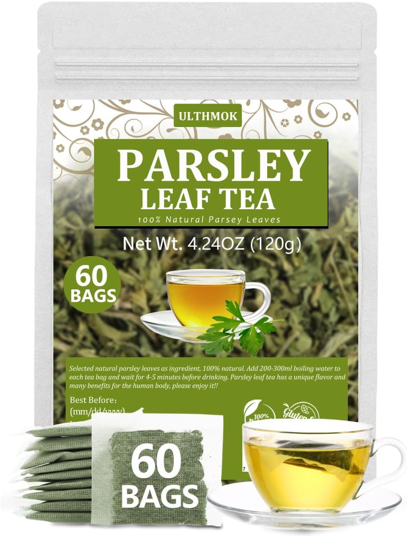 Premium 60 Parsley Tea Bags, Made with 100% Natural Parsley Leaves, Caffeine Free & No Additives.