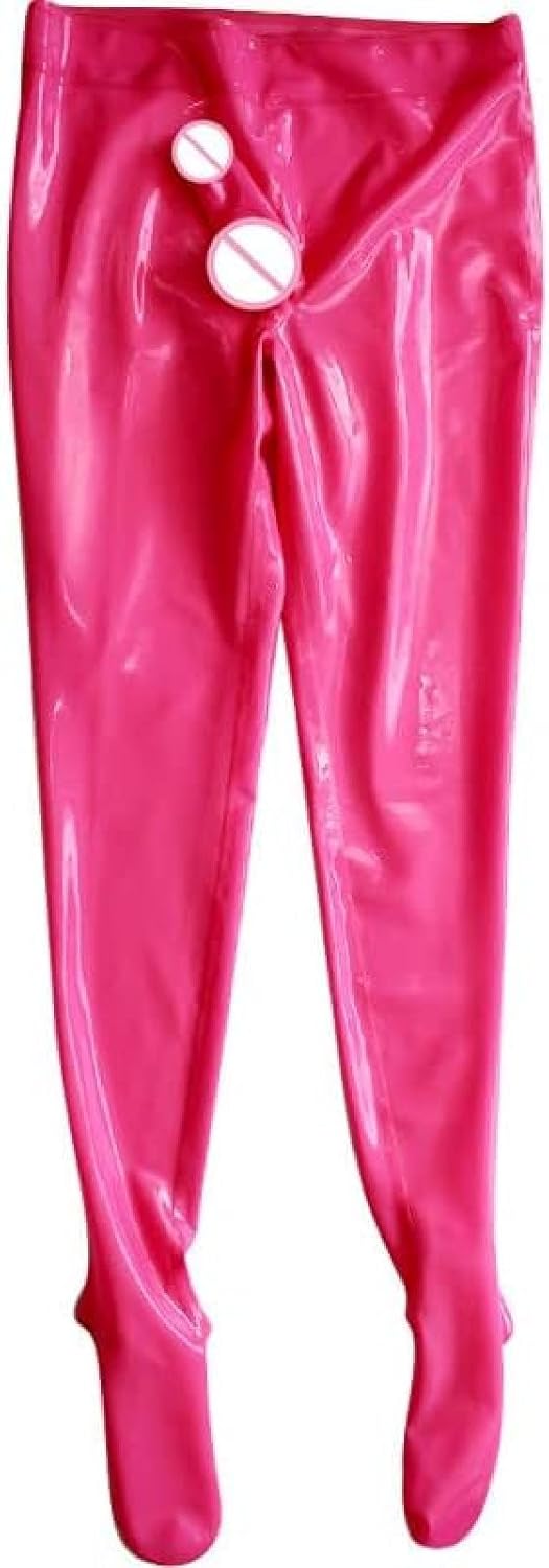 Latex Sexy Leggings Rubber Pants Latex Trousers Sheath,White,L