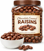 Milk Chocolate Covered Raisins, Creamy Chocolate Candy Snack, Bulk Resealable Jar, 3.4 lb