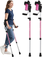 Dyna-Living Ergonomic Forearm Crutches for Adults - 3 Adjustable Angles Folding Forearm Crutches, Lightweight Aluminum Crutches with Adjustable Elbow Elastic Band
