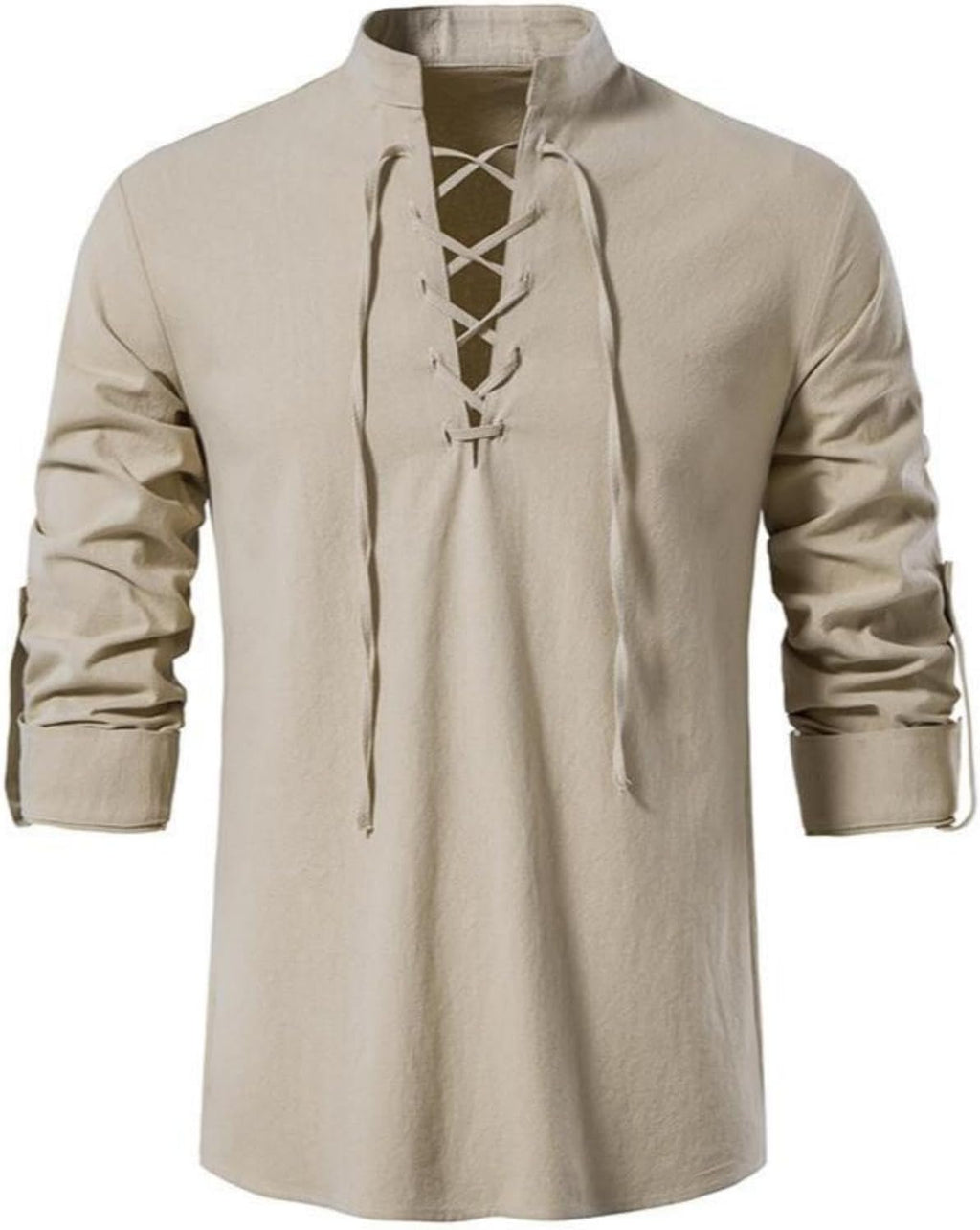 Men's Long Sleeve Shirts Retro Style Lace up for Medieval,Viking,Hippie Halloween Cosplay Pirate Renaissance Costume